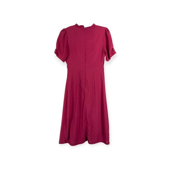 Lindy Bop Burgundy Midi Dress SZ M Pin Up 50s Fashion Retro Rockabilly Tea Dress - Picture 2 of 9